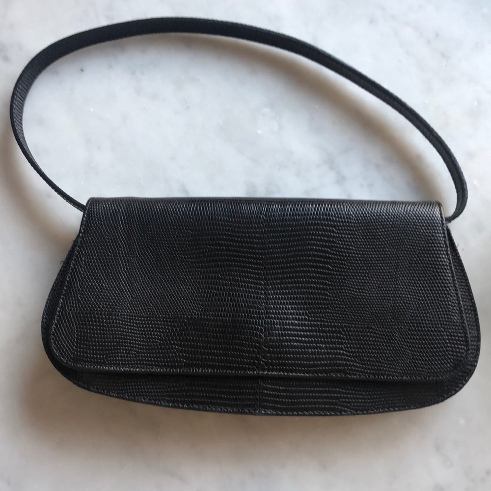 Vintage Ann Taylor Shoulder Bag Black Snakeskin